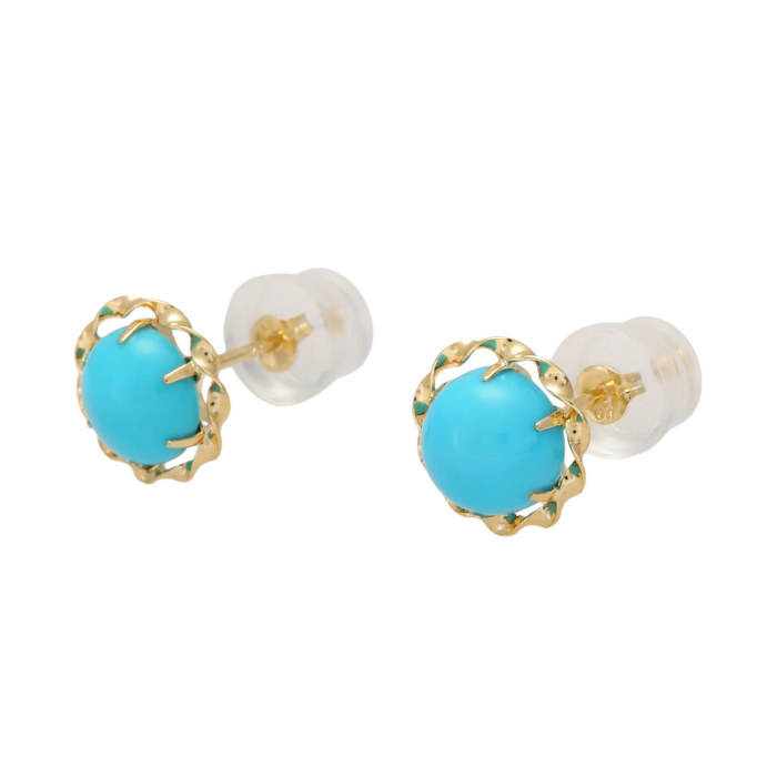 K18イエローゴールド トルコ石 ピアス J403407 | ユキザキセレクト