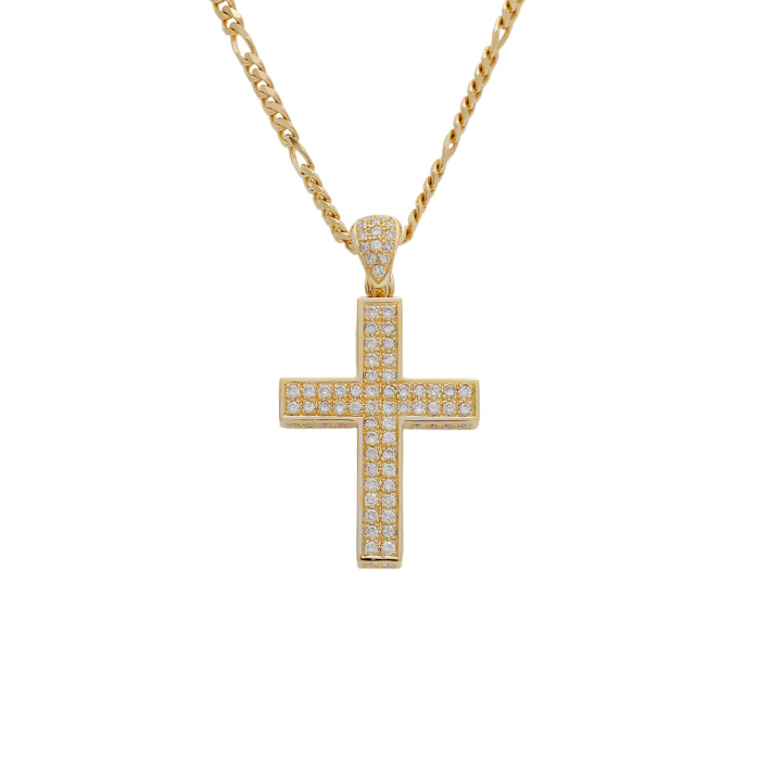 K18イエローゴールド ダイヤモンド クロス ネックレス J405510 | ユキ