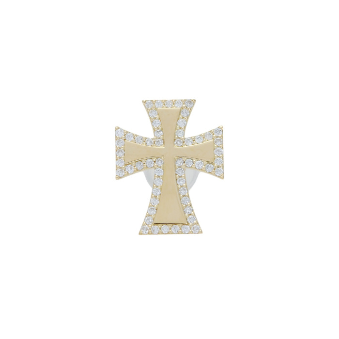 K18イエローゴールド ダイヤモンド クロス ピアス片方 J405743 | ユキ