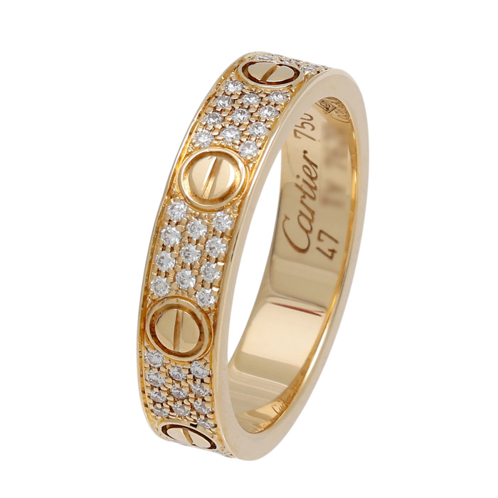 【美品】Cartier イエローゴールド　ラブリング small 54 パヴェ j405901-1.jpg