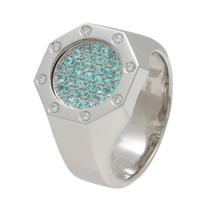 PT950 パライバトルマリン ダイヤモンド リング J410061 | ユキザキ