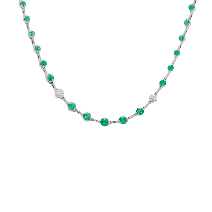 プラチナ850 エメラルド ダイヤモンド ネックレス J410357 | ユキザキ