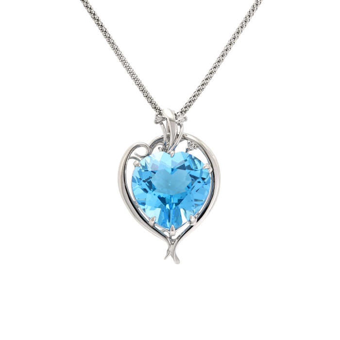 Platinum 900 and Platinum 850 Blue Topaz and Diamond Necklace