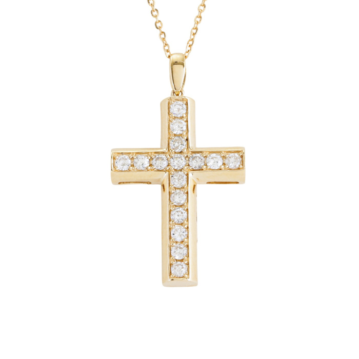K18イエローゴールド ダイヤモンド クロス ネックレス J422656 | ユキ