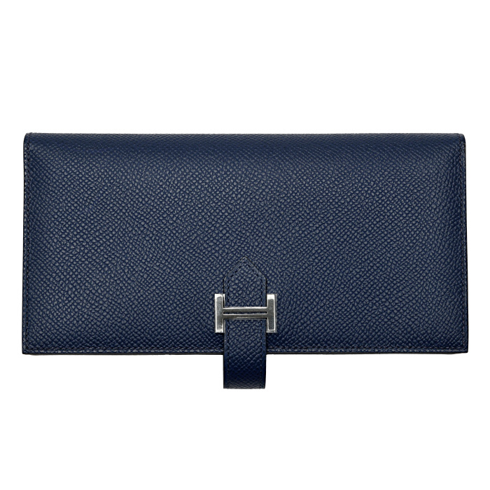 ❤未使用品❤ベアンスフレ ブルーランｘシルバー金具 エルメス □Q刻印 エルメス ベアンスフレ 二つ折り長財布 エプソン スフレ/ブルー