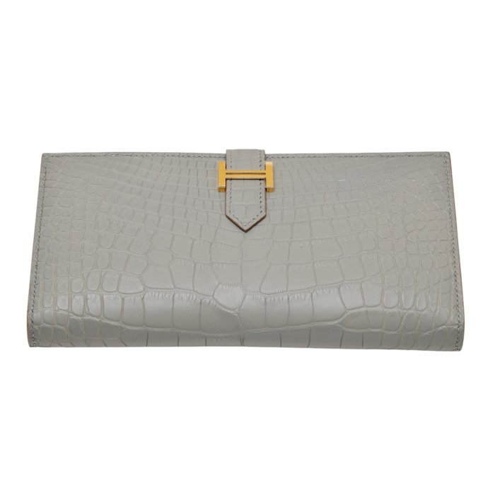 未使用] エルメス ベアンスフレ アリゲーターマット グレー イエロー