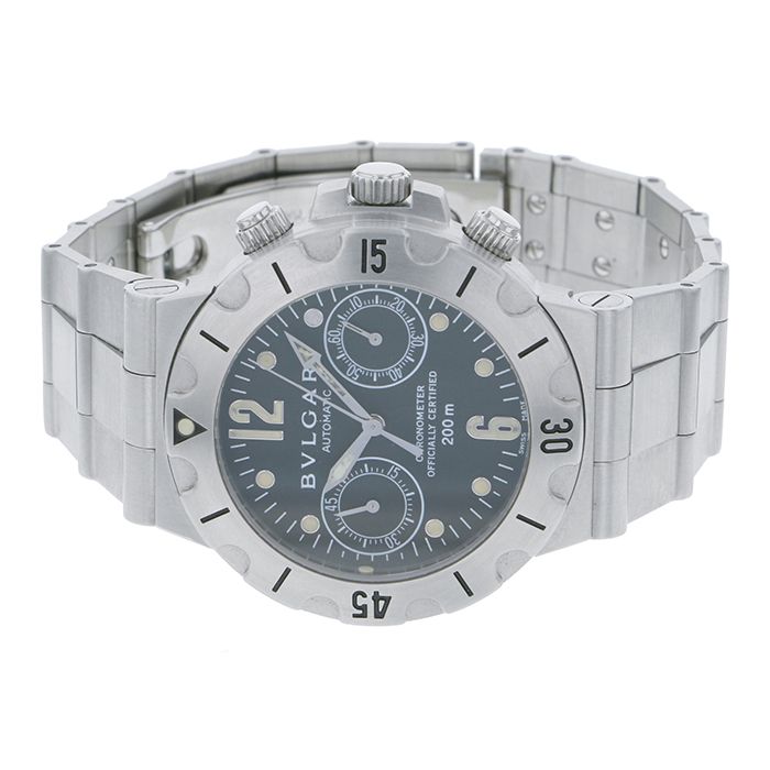 新品] ブルガリ ディアゴノ SD38SGMTブラック ステンレス クロノグラフ