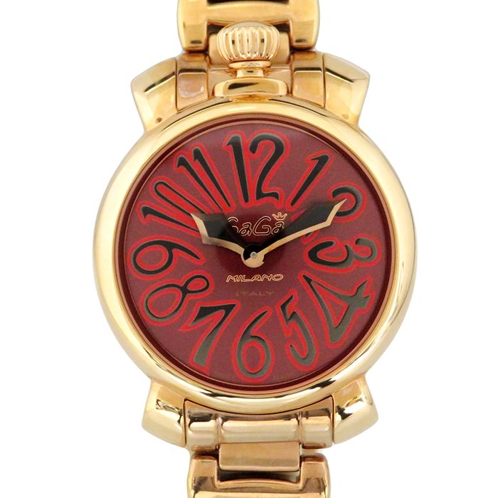 新品] ガガミラノ マヌアーレ 60214レッド ステンレス（ピンクゴールド