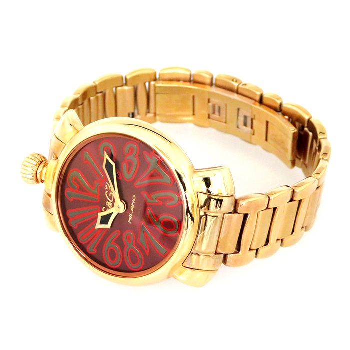 新品] ガガミラノ マヌアーレ 60214レッド ステンレス（ピンクゴールド