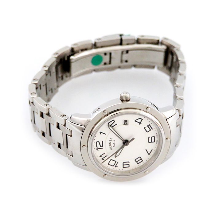 エルメス  クリッパー 新品] エルメス クリッパー CP13102204966シルバー ステンレス デイト