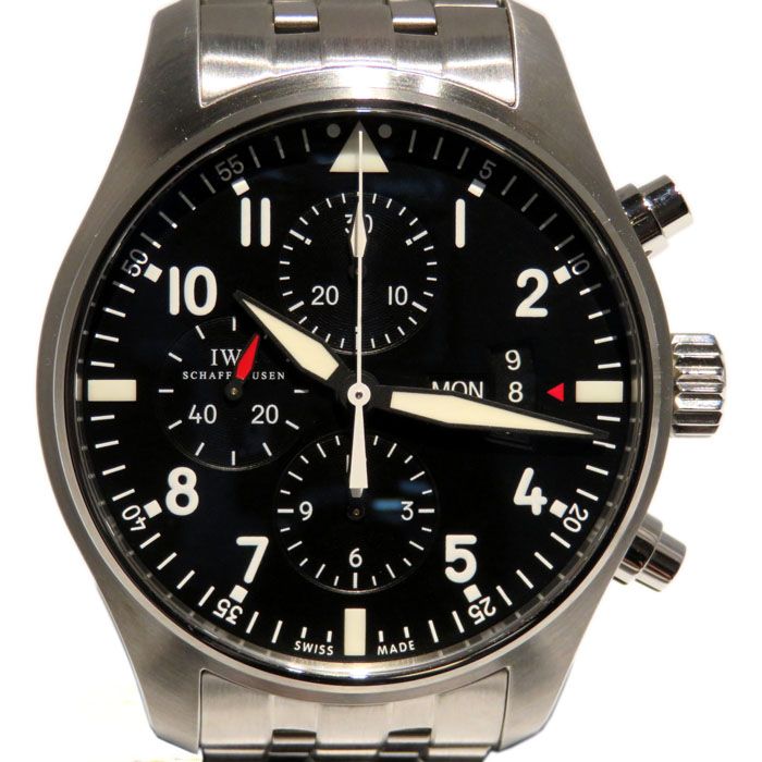 新品] IWC パイロットウォッチ IW377704ブラック ステンレス クロノ