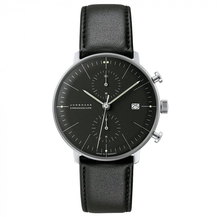 S*d様 稼働 JUNGHANS 手巻き クロノグラフ ユンハンス ブラック 腕 新品] ユンハンス マックスビル 027460100ブラック ステンレス クロノ