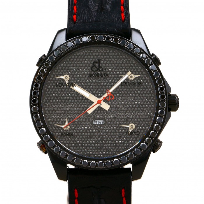 USED] JACOB&CO Five Time Zone Bezel black diamond JC130D W199404