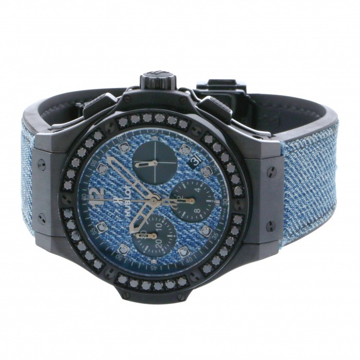 【入手困難】ウブロ ビッグバン ジーンズ 限定200本 ダメージ加工 ストラップ 中古] ウブロ ビッグバン ジーンズ セラミック ブラックダイヤモンド