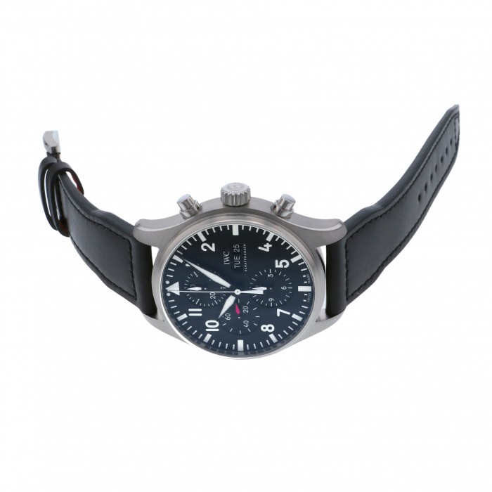 新品] IWC パイロットウォッチ IW377709ブラック ステンレス クロノ