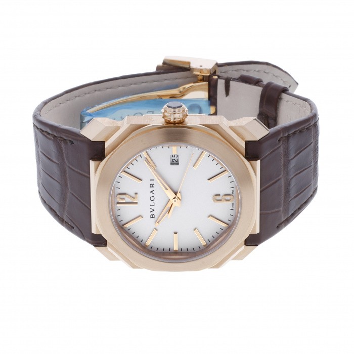 新品] ブルガリ オクト BGOP38WGLDシルバー ピンクゴールド デイト表示