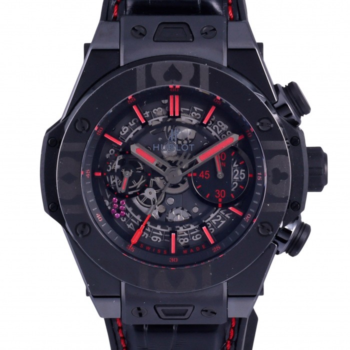 内部点検済 HUBLOT ウブロ ウニコ ワールドポーカーツアー オールブラック 世界188本限定 411.CX.1113.LR.WPT17 クロノグラフ 100m防水 裏スケ デイト スケルトン CE セラミック Ti チタン 純正ベルト 純正尾錠 メンズ 自動巻き【6ヶ月保証】【腕時計】【中古】 w215866-1.jpg