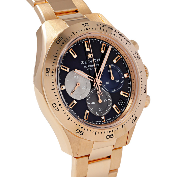 新品] ゼニス クロノマスター 183101360021M3100ブラック K18ローズ