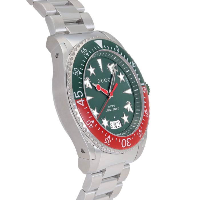 新品] グッチ ダイヴ YA136222グリーン ステンレス デイト表示 | ゆきざき