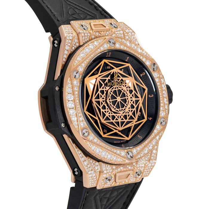 USED] HUBLOT big Bang Unico Sun Blue King Gold Pave