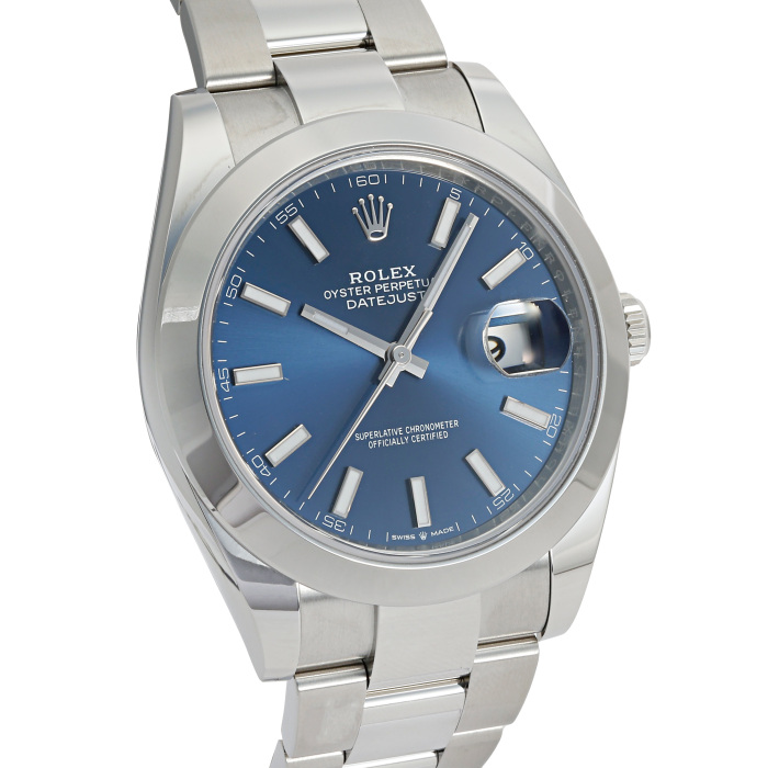 ロレックス デイトジャスト 126300.BBLBOブライトブルー/バー